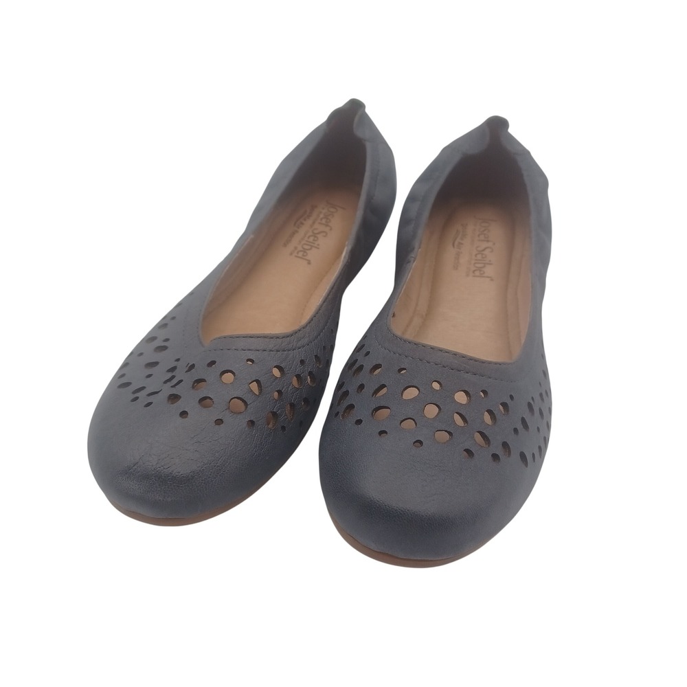 Josef Seibel Ballet Flats Womens 6.5 Gray Excellent Leather Perforated Comfort